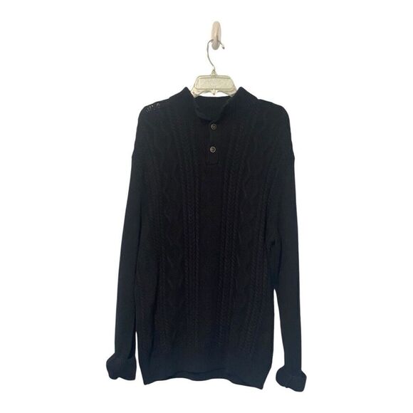 CHAPS RALPH LAUREN Men’s Size Large Sweater Shirt Cable Navy Blue Mock Neck - Picture 1 of 11